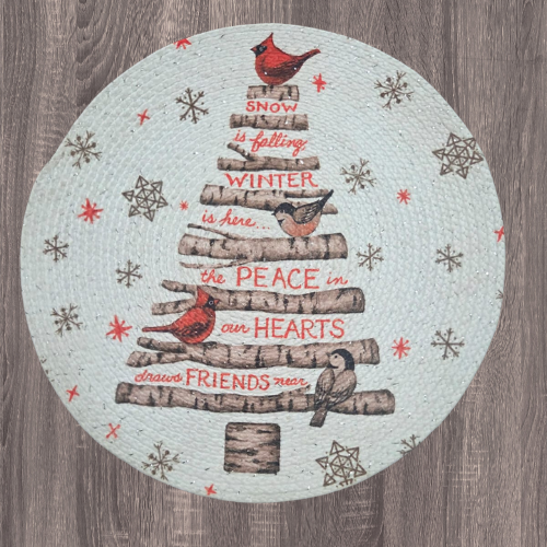 Winter Peace Cardinal Birch Woven Mat