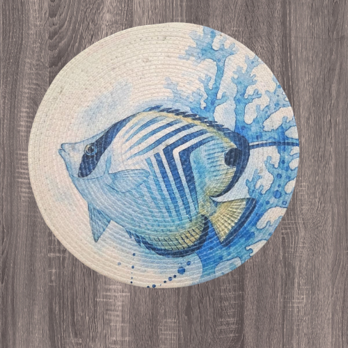 Tropical Butterflyfish Printed Woven Mat