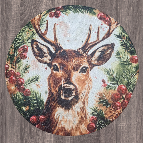 Winter Woodland Stag Printed Woven Mat