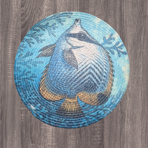 Ocean Deep Blue Angelfish Printed Woven Mat