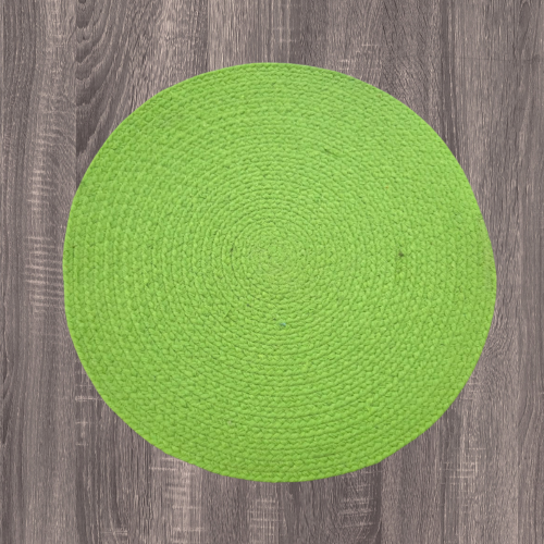 Vibrant Citrus Green Braided Cotton Mat