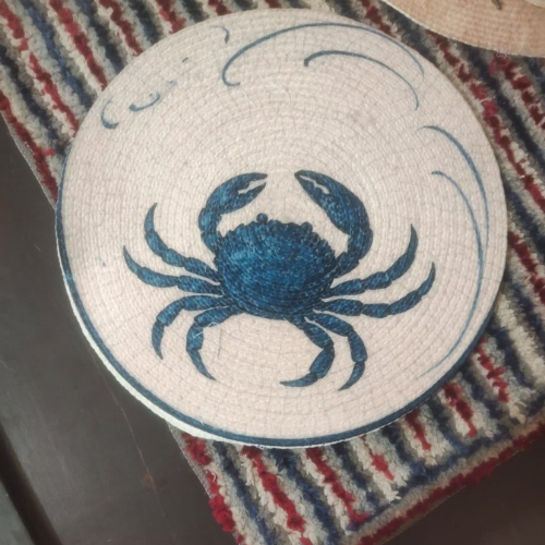 Coastal Blue Crab Printed Woven Mat